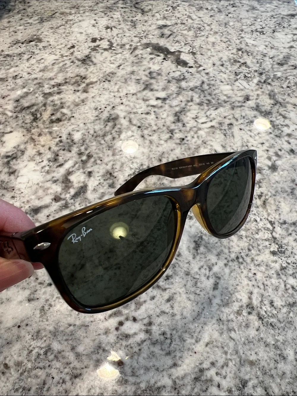Ray-Ban Tortoise Frame Sunglasses with Green Lenses